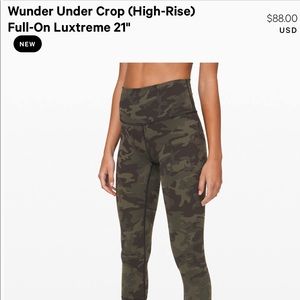 Wunder Under Crop *Roll down Camo Lululemon
